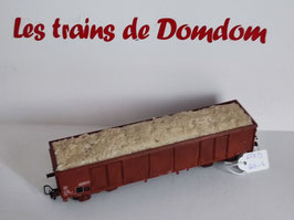 wagon-tombereau à bogies SNCF type Eaos patine avec chargement blanc occasion HO 1/87 Réf: 6572 JOUEF LT3D-605