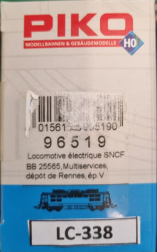 loco électrique BB 25565 "MULTI SERVICES " digitale LENZ  3 Rails occasion HO 1/87 réf : 96519 PIKO LC-338
