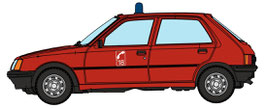 Voiture Peugeot 205 - POMPIER  HO 1/87 Réf:  CB-154 REE