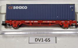 wagon plat avec conteneur " SEACO "occasion N 1/160    Réf         FLEISCHMANN    DV01-65