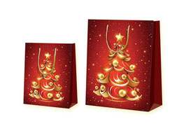 Weihnachtstaschen rot mit goldener Tanne