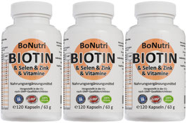 BIOTIN & Selen & Zink & Vitamine SUPERSPARPACK 360 Kapseln - Der Bewahrer von Haar, Haut und Nägeln
