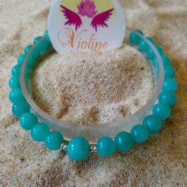 amazonite de Russie, bracelet perles 6mm + 8mm