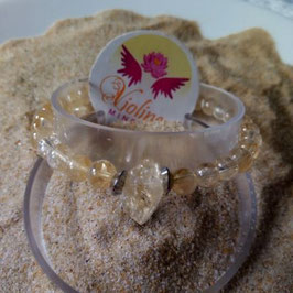 citrine, perles 6mm + 1 perle octogonale