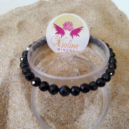 spinelle noire extra, bracelet perles facettes 6mm