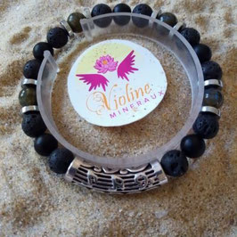 labradorite / Lave / onyx perle 8mm - bracelet tube