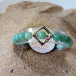 jade vert, perles 6mm + losange