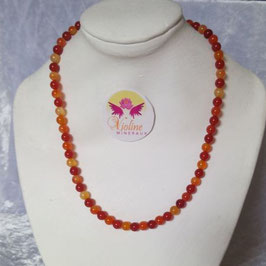 cornaline collier perles 6mm, 40cm