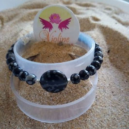 Obsidienne mouchetée, bracelet perles  6mm - 12mm