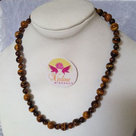 oeil de tigre collier perles 6-8mm ; 40cm