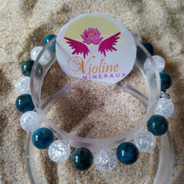 apatite/quartz, bracelet perles 8mm mixte