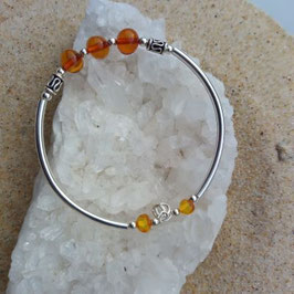 ambre perles 8mm, bracelet perles ARGENT 925ème