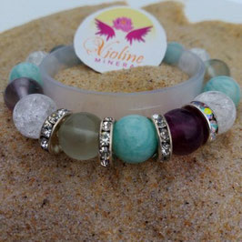 Bracelet perles labradorite de 6mm + allongées 10mm