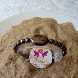 Pyrite, bracelet perles 6mm et perle plate