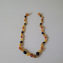 Collier perles d'ambre 33 cm, fermoir par clip