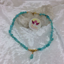 amazonite, collier perles baroques, breloque perle, 40cm
