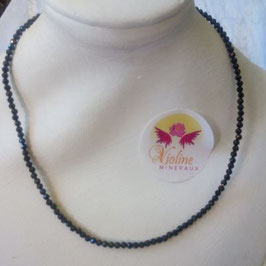 Collier perles facettes 2mm spinelle noire