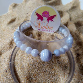 agate dentelle bleue, bracelet perles 6/8mm
