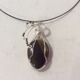 oeil de tigre pendentif pierre polie cabochon