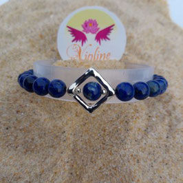 lapis lazuli, bracelet 6mm + losange