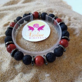 jaspe rouge / lave / perle 10mm - bracelet