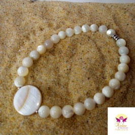 Nacre, bracelet perles 6mm + plate 12mm