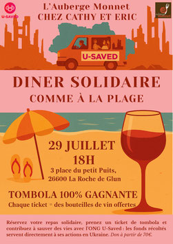 Dîner Solidaire - Comme à la plage le mardi 29 juillet 18h