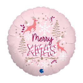 Palloncino 18" mylar Merry Christmas "Pink Christmas"