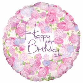 Palloncino in Foil 18" Happy Birthday Floreale