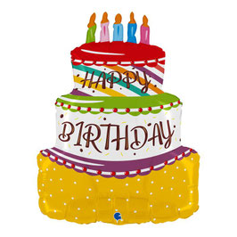Palloncino in Foil 27" Super Shape Torta "Happy Birthday"