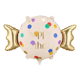 Palloncino in Foil 30" Super Shape Caramella a pois Happy Birthday