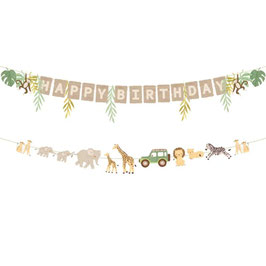 Festone di Carta 180cm Happy Birthday Safari nella Savana 2pz