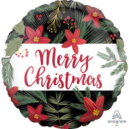 Palloncino 18" mylar "Merry Christmas Poinsettia"