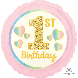 Palloncino 18" mylar 1° Compleanno Rosa "1st Birthday"