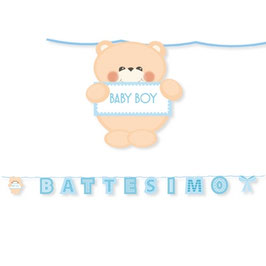Kit Scritta Maxi Battesimo Teddy Celeste