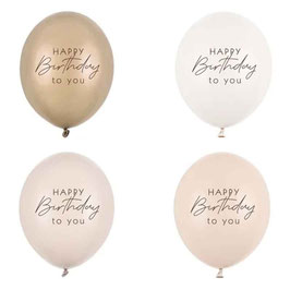 Palloncino in Lattice 12" Assortito con Scritta "Happy Birthday To You" 50pz colori naturals