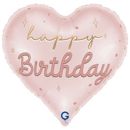 Palloncino in Foil 18" Happy Birthday Sweetie Cuore Rosa Satinato