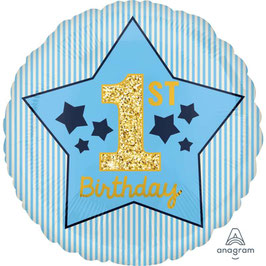 Palloncino 18" mylar 1° Compleanno Celeste "1st Birthday"