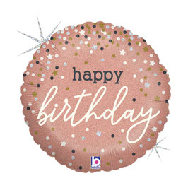 Palloncino in Foil 18" Happy Birthday "Rose Gold Confetti"