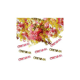 Confetti in Plastica Sagomati "Cresima" Rosso e Oro 15gr