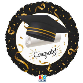 Palloncino in Foil 18" Laurea Nero e Oro "Graduation"