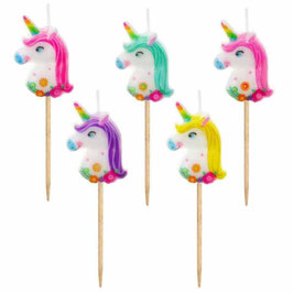 Candelina Picks sagomata Unicorno "Unicorn" 5pz