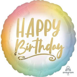 PALLONCINO IN FOIL 18" HAPPY BIRTHDAY MULTICOLOR OMBRE E ORO