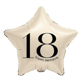 Palloncino in Foil 18" Stella Avorio Happy Birthday 18 Anni