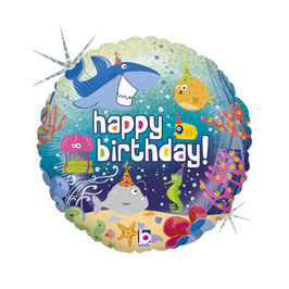Palloncino in Foil 18" Happy Birthday Oceano "Birthday Ocean"