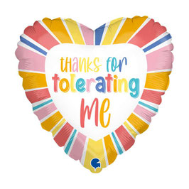 Palloncino in Foil 18" Cuore "Thanks for Tolerating Me"