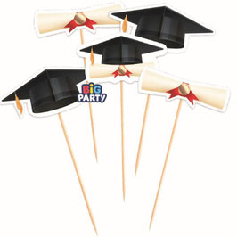Mini Cake Topper di Carta Mix per Laurea "Ad Maiora" 5pz