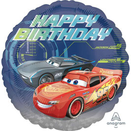 Palloncino 18" mylar Happy Birthday Cars 3