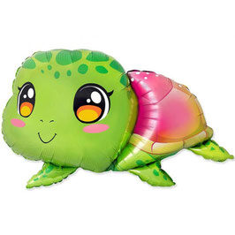 Palloncino in Foil 24" Super Shape Tartaruga Verde e Fucsia