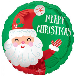 PALLONCINO 18" MYLAR MERRY CHRISTMAS Santa